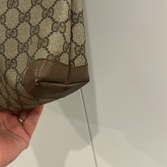 Authentic Gucci Supreme Monogram Zipper Vintage Tote Web Canvas & Leather 13X14 - Picture 4 of 15